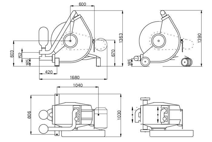 Wymiary pompy Rotho DF100